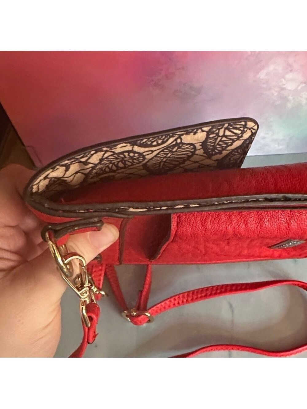 Carlos Santana Bold Red Crossbody Bag with Lion - Picture 11 of 17